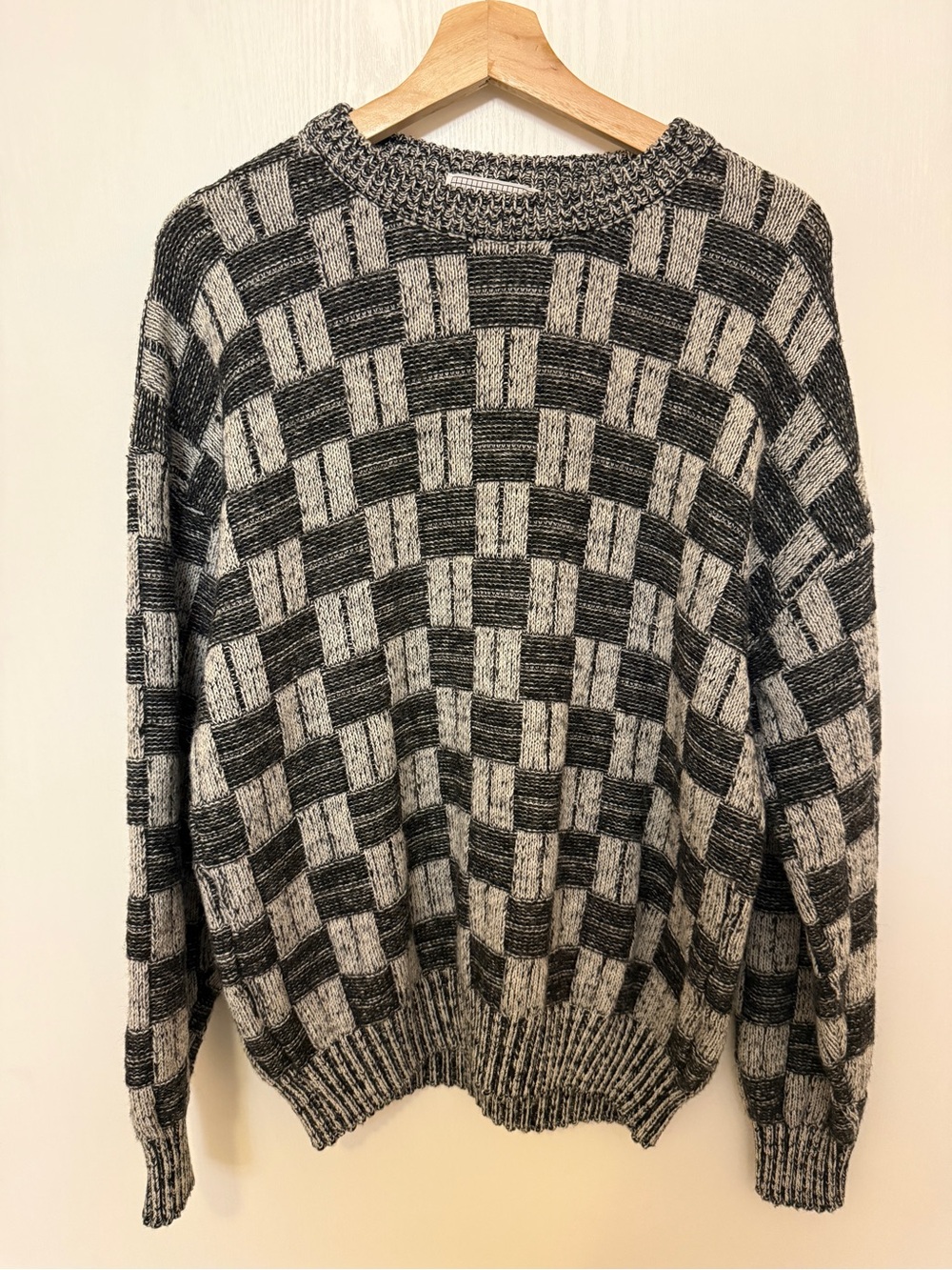 Expressions Black & Gray Checker Crewneck Sweater